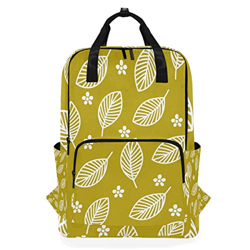 MONTOJ Reiserucksack, kleine Blumen, große Blätter, goldfarbener Hintergrund von MONTOJ