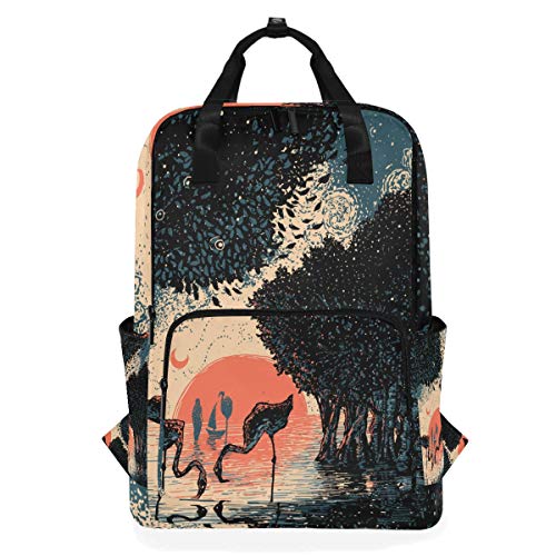 MONTOJ Reiserucksack Mangrove Wald Flamigo Sonnenuntergang Malerei Schulrucksack von MONTOJ