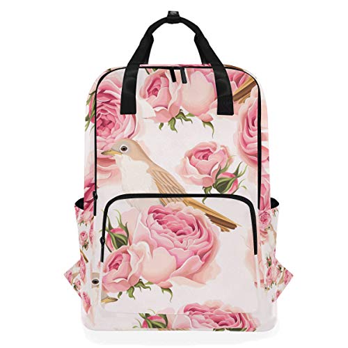 MONTOJ Reiserucksack mit Blumen und Vögeln, Rosa von MONTOJ