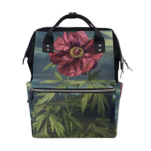 MONTOJ Rucksack mit Ölgemälde, rote Blumen, Segeltuch, Reise-Campus-Rucksack von MONTOJ