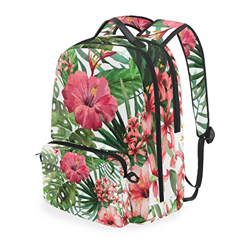 MONTOJ Tropische Blumen Palmenblätter Campus Rucksack mit abnehmbarer Kreuztasche von MONTOJ