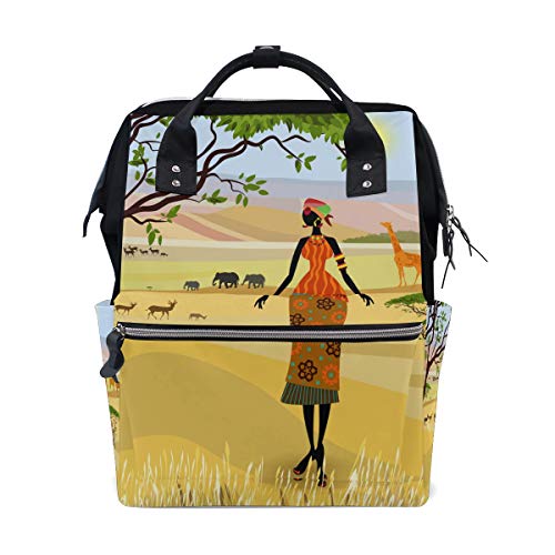 Montoj African Woman Canvas-Reisetasche Campus-Rucksack von MONTOJ