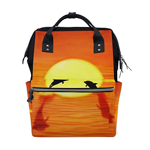 Montoj Dolphin Sunset Jump Canvas Reisetasche Campus Rucksack von MONTOJ