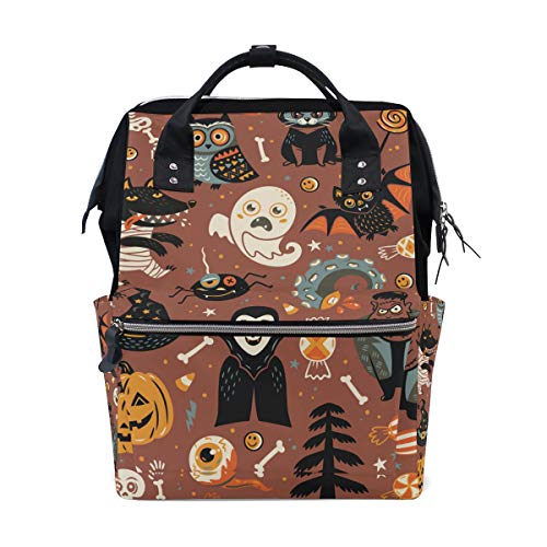 Montoj Halloween-Rucksack mit Aufklebern, Schwarze Katze, Geist und Kürbis von MONTOJ