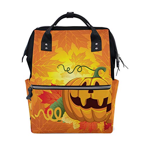 Montoj Halloween-Rucksack mit Kürbis-Muster, Segeltuch, Reisen, Campus von MONTOJ