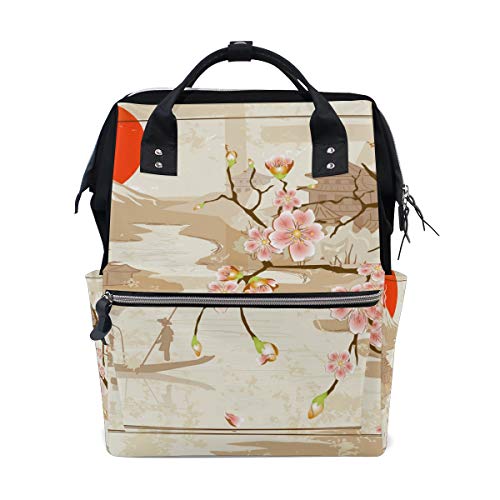 Montoj Japanischer Fisherman and Village Fuji Canvas Rucksack Travel Campus von MONTOJ