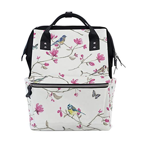 Montoj Rucksack, Dhara, Dusky Pink mit Blumen und Vögeln von MONTOJ