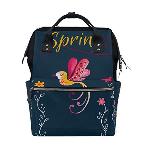 Montoj Rucksack aus Segeltuch mit Blumen und Vögeln von MONTOJ