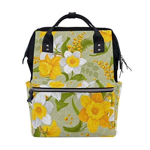 Montoj Rucksack mit Narzissen-Blumen, Leinen, für Reisen, Campus, Gelb von MONTOJ