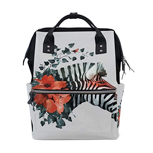 Montoj Rucksack mit Zebramuster und Blumen, Segeltuch von MONTOJ