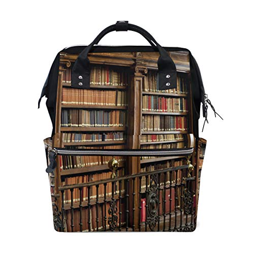 Montoj Vintage Bücherregal Muster Canvas Rucksack Reise Campus Rucksack von MONTOJ