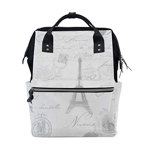 Montoj Vintage Paris Post Texture Muster Canvas Rucksack Reise Campus Rucksack von MONTOJ