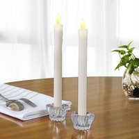 Led Stabkerzen flackernde Flamme +300H Leuchtdauer Echtwachs hell Warmweiß 4/8/12er-Set inkl. Kerzenständer aus Glas - Monzana von monzana