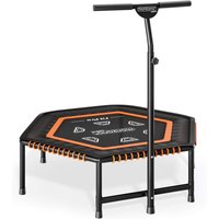 Fitness Trampolin MZFT120 Randabdeckung Haltegriff Höhenverstellbar ø 120cm Indoor Gummiseilfederung Jumping Schwarz - Monzana von monzana