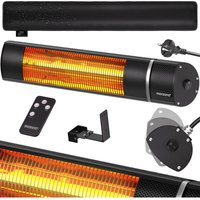 Monzana - Infrarot Heizstrahler MZH2000 Goldröhre 2000W 3 Heizstufen Fernbedienung Terrassenstrahler Elektrisch Silber Schwarz schwarz von monzana