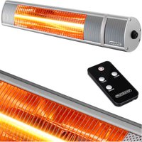 Infrarot Heizstrahler MZH2000 Goldröhre 2000W 3 Heizstufen Fernbedienung Terrassenstrahler Elektrisch silber - Monzana von monzana