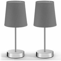 Monzana - 2er Set Nachttischlampe Anthrazit Tischleuchte 32cm Stoffschirm Tischlampe Nachtlicht von monzana