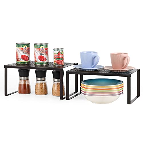 MOOACE Küchenschrank Organizer 2er Set, Eweiterbarer und stapelbarer Küchenregal Gewürzregal für Küche, Waschküche, Bronze von MOOACE