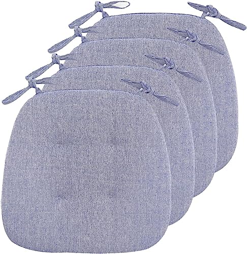 MOODMUSE Küchenstuhlkissen Mit Bändern,Sitzkissen for Das Esszimmer,U-förmige rutschfeste Stuhlpolster 2/4/6er Set (Color : Blue, Size : Pack of 4) von MOODMUSE