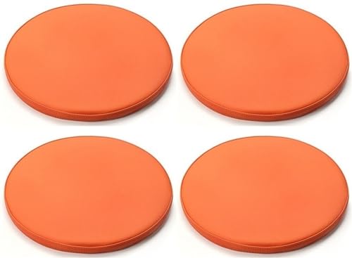 MOODMUSE Rund Stuhlkissen（1/2/4er Set） Rundes Memory-Schaum Sitzkissen,Anti-Rutsch PU Leder Rundes Stuhlkissen Hocker-Kissen Für Drinnen/außen (Color : Orange-2, Size : 30cm(4 Packs)) von MOODMUSE