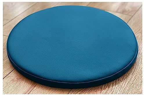 MOODMUSE Rund Stuhlkissen,Rundes Sitzkissen Aus Kunstleder,Rundes Stuhlkissen Aus Memory-Schaum,Rutschfestes Stuhl-Sitzkissen for Zuhause,Büro Und Küche (Color : Blue, Size : 35cm/13.8inch) von MOODMUSE