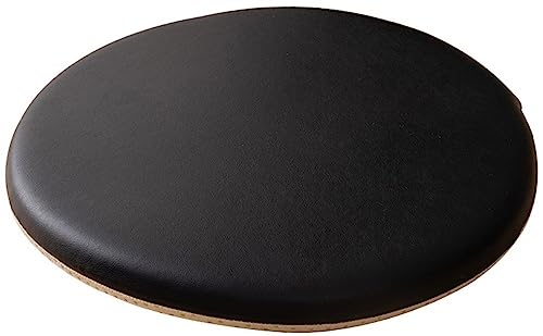 MOODMUSE Runde Kunstleder-Küchenstuhlkissen,Runde Sitzkissen Dickes Rutschfestes Memory-Schaum Stuhlkissen Für Stühle Esszimmer Außen Innen (Color : Black, Size : 28cm/11inch) von MOODMUSE