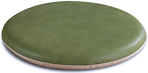 MOODMUSE Runde Kunstleder-Küchenstuhlkissen,Runde Sitzkissen Dickes Rutschfestes Memory-Schaum Stuhlkissen Für Stühle Esszimmer Außen Innen (Color : Fruit Green, Size : 38cm/15inch) von MOODMUSE