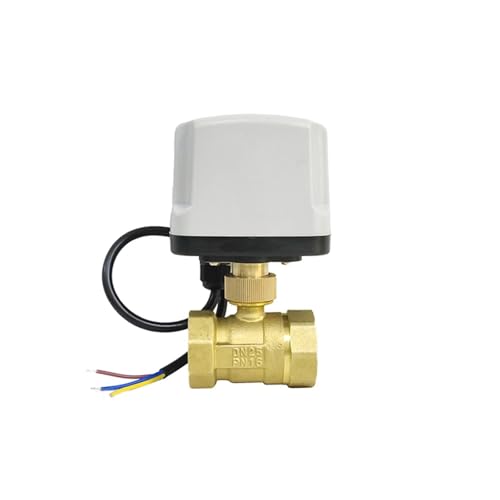 MOOEDJKL Kugelhahn DN15-50 3-Draht Zweisteuerung Zweiwege Dreiwege T-Typ Messinggewinde IP65 Wasserdicht Motorisierter Kugelhahn(Dc12v-2 Way,DN32) von MOOEDJKL