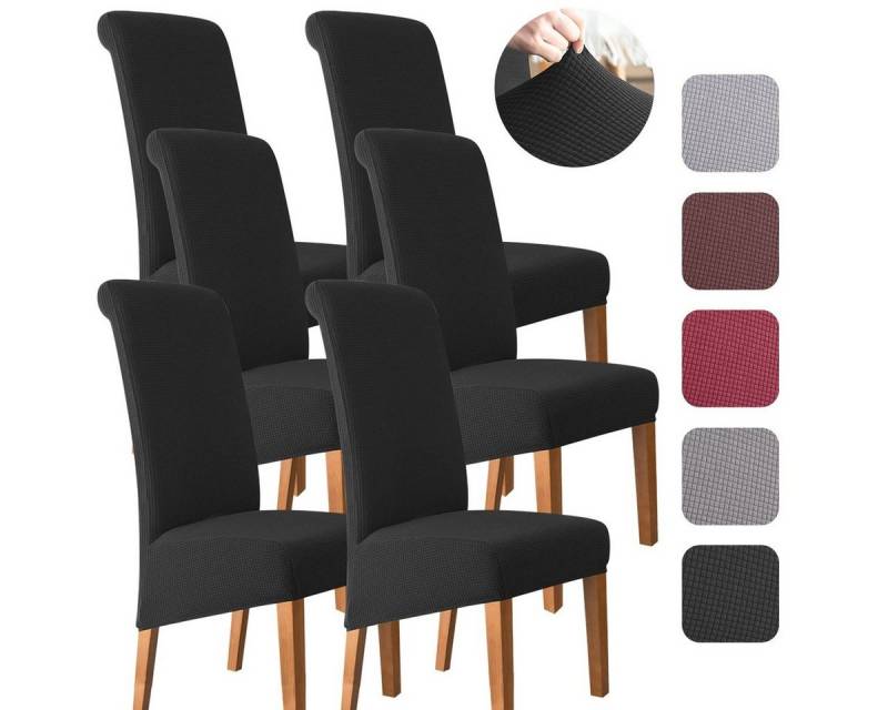 Simloveve Stuhlhusse Stretch Stuhlbezug 6er Set Stuhlhussen Waschbar elastische, Moderne M/L Husse Elasthan Stretchhusse Elastische Universal Waschbar von Simloveve