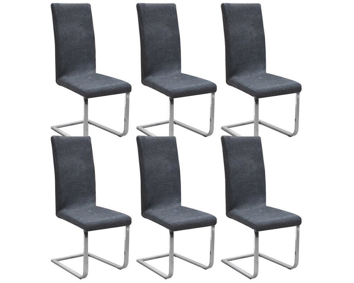 Stuhlhusse Stretch Stuhlbezug 6er Set Stuhlhussen Waschbar elastische, MULISOFT von MULISOFT