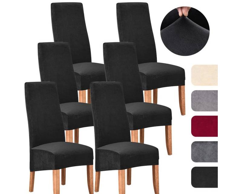 Stuhlhusse Stuhlhussen Mirofaser Esszimmer Abnehmbare Stretch Stuhlbezüge, MULISOFT, 6er Set XL für Zuhause, Küche, Bar, Hotel, Hochzeit von MULISOFT