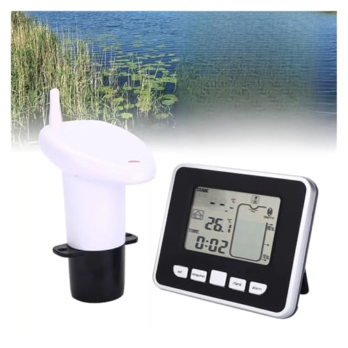 Ultraschall-Wassertank Füllstandsmesser Temperatursensor Niedrige Batterie Flüssigkeitskette Anzeige Zeit Alarm Sender Messwerkzeuge wasserdichtes Design von MOOILKO