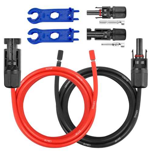 10 AWG Solar-Verlängerungskabel – 1,5 m Solarkabel mit wasserdichter Buchse und Stecker und Solarmodul-Adapter-Set, Werkzeug, PV-Kabel für Wohnmobil, Zuhause, Boot, Solarmodule (1,5 m rot + 1,5 m 10 AWG Solar-Verlängerungskabel – 1,5 m Solarkabel mit wasserdichter Buchse und Stecker und Solarmodul-Adapter-Set, Werkzeug, PV-Kabel für Wohnmobil, Zuhause, Boot, Solarmodule (1,5 m rot + 1,5 m von MOOKEERF