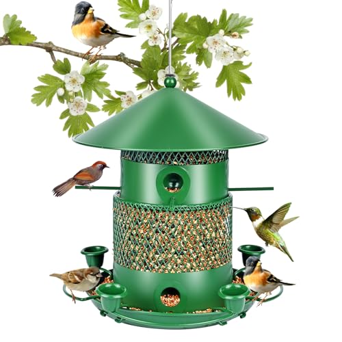 Vogelfutterspender für Wildvögel, Futtersäule Ø ca. 26cm, Vogelhaus zum Aufhängen, Vogelfutterhaus Höhenverstellbar - Futterhaus Vogelfuttersäule für Garten, Balkon Vogelfutterspender für Wildvögel, Futtersäule Ø ca. 26cm, Vogelhaus zum Aufhängen, Vogelfutterhaus Höhenverstellbar - Futterhaus Vogelfuttersäule für Garten, Balkon von MOOKLIN ROAM
