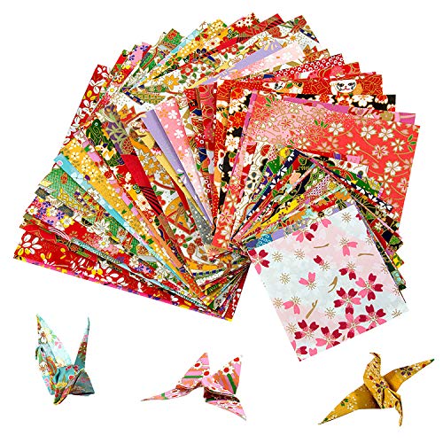 Origami Papier Faltpapier Faltblätter - 60 Blatt Unterschiedliche Muster papier Japanisches Papier, Einseitig, 3 Größen,doppelseitiges Origami für DIY Kunst und Bastelprojekte,Zufällige Farbe von MOOKLIN ROAM