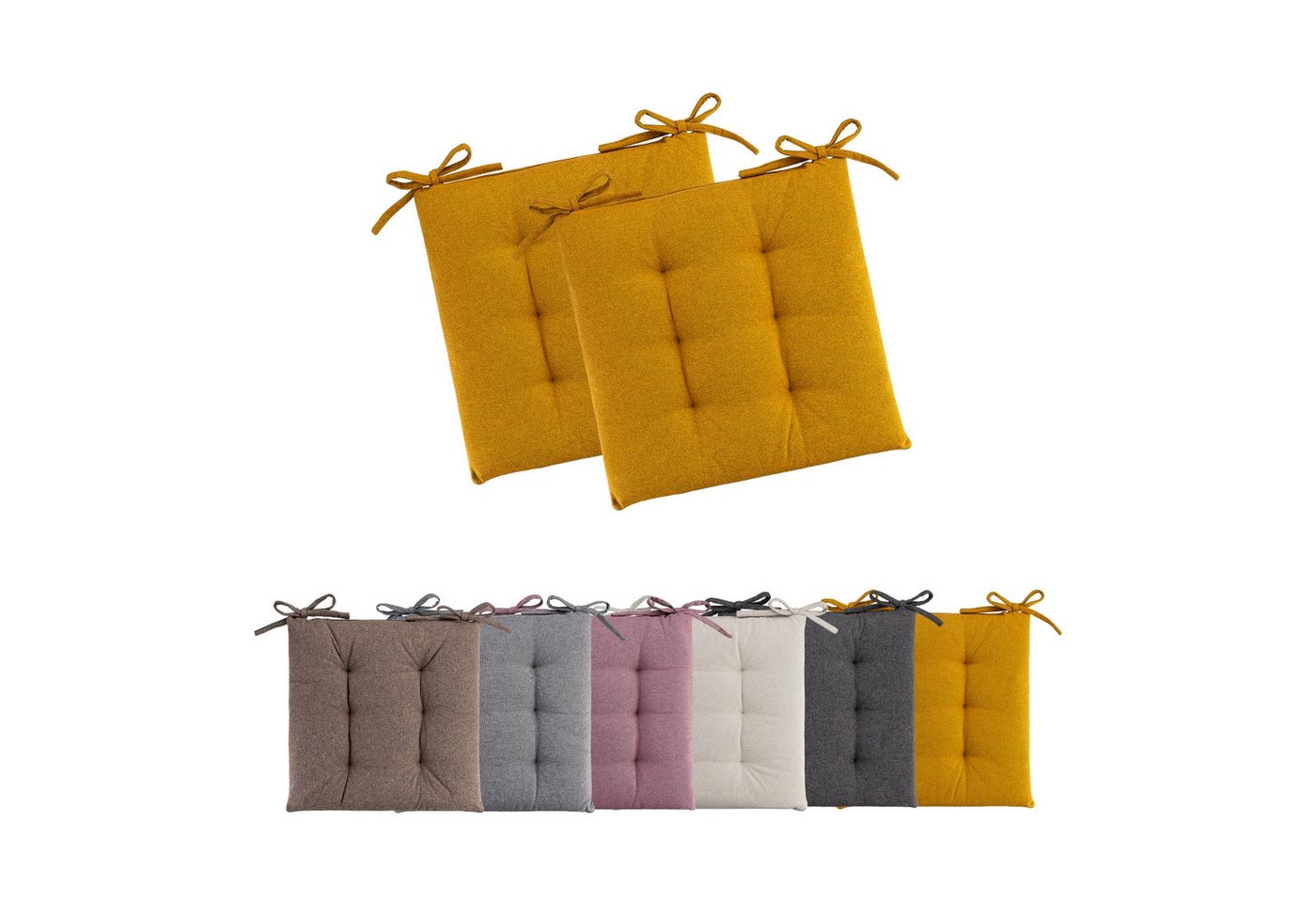 MOON Heimtextilien Sitzkissen 2er Pack verschiedene Farben Polyester Polyurethan Moon, mit Band MOON Heimtextilien Sitzkissen 2er Pack verschiedene Farben Polyester Polyurethan Moon, mit Band von MOON Heimtextilien