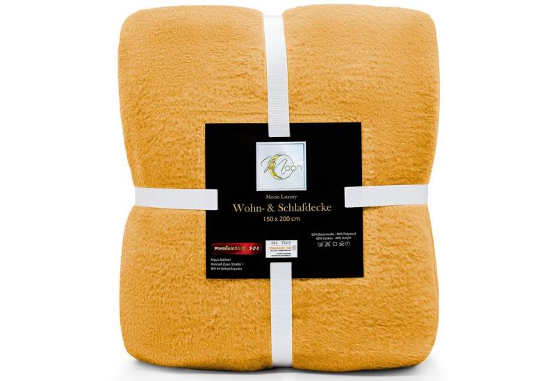 Wohndecke MOON Luxury Kuscheldecke, UNI Decke, ca. 150x200 cm, MOON Heimtextilien, mit geketteltem Rand von MOON Heimtextilien