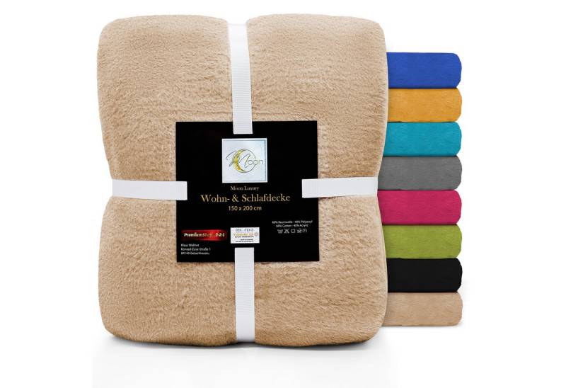Wohndecke MOON Luxury Kuscheldecke, UNI Decke, ca. 150x200 cm, MOON Heimtextilien, mit geketteltem Rand von MOON Heimtextilien