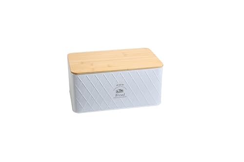 MOON KITCHEN HOME Brotkasten - Rustic Breadvault White, aus Metall mit Bambusdeckel, schöne & rustikale Brotbox mit nachhaltigem Holzdeckel, 28.0x18.0x13.0cm MOON KITCHEN HOME Brotkasten - Rustic Breadvault White, aus Metall mit Bambusdeckel, schöne & rustikale Brotbox mit nachhaltigem Holzdeckel, 28.0x18.0x13.0cm von MOON KITCHEN HOME