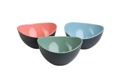 MOON HOME Obst- & Salatschalen Set - Moonlit Greens, farbige Servierschalen aus Melamin, 3er Schüssel-Set für Zubereiten, Anrichten & Servieren, großes Fassungsvolumen, ⌀ 20 x 11 cm von MOON KITCHEN HOME