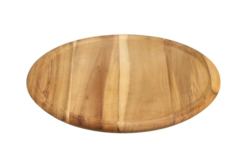 MOON HOME Pizzabrett - Saturn, aus FSC® Akazie/Holz, ideal für große Pizzen, Pizzateller rund, Servierbrett für Pizza, Antipasti und Brotzeit, natürliches Pizza-Zubehör ⌀ 32.0 x 2 cm von MOON KITCHEN HOME