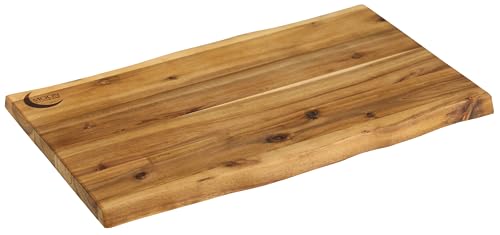 MOON HOME Schneidebrett Mars Short, hochwertiges Servierbrett aus Akazie/Holz, rustikales Holzbrett ideal zum stilvollen Servieren, natürlich antibakteriell & hygienisch, 45 x 27 x 2 cm von MOON KITCHEN HOME