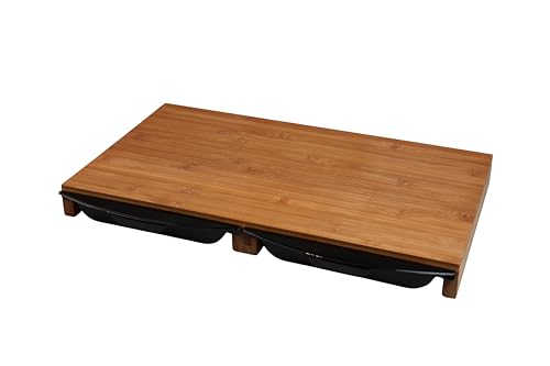 MOON HOME Schneidebrett mit Auffangschalen - Landing Pad, aus nachhaltigem Bambus/Holz, herausnehmbare Schalen aus kratzfestem PP-Kunststoff, für sauberes Arbeiten in der Küche, 50 x 28.5 x 4.5 cm von MOON KITCHEN HOME