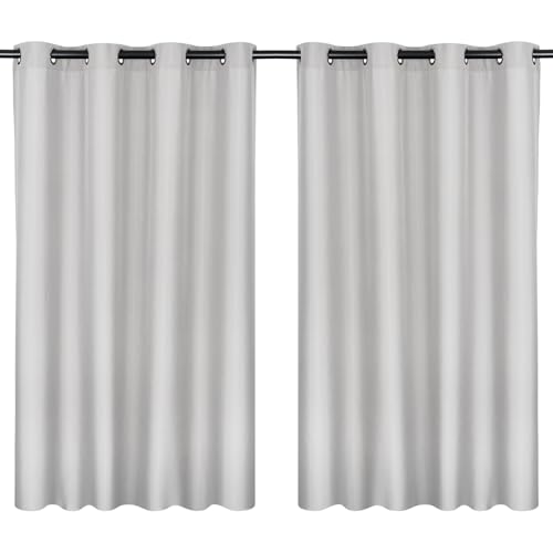 Moon 2er Pack Vorhang Ocean 70% Blickdicht, Ösenvorhang, Höhe 245 cm - Breite 140, verdunkelnd mit 8 Ösen (Silber) von Moon