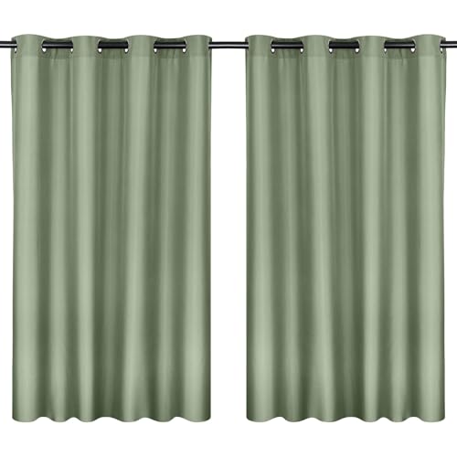 Moon 2er Pack Vorhang Ocean 70% Blickdicht, Ösenvorhang, Höhe 245 cm - Breite 140, verdunkelnd mit 8 Ösen (kiefergrün) von Moon