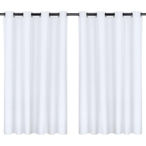 Moon 2er Pack Vorhang Ocean 70% Blickdicht, Ösenvorhang, Höhe 245 cm - Breite 140, verdunkelnd mit 8 Ösen (weiß) von Moon