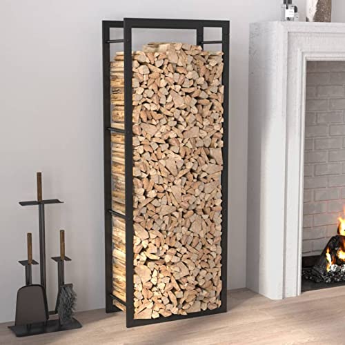 MOONAIRY Brennholzregal, Kaminholzregal, Brennholz Regal Außen, Holzregal, Kaminholz Ablage Innen, Outdoor Firewood Racks, Mattschwarz 50x28x132 cm Stahl von MOONAIRY