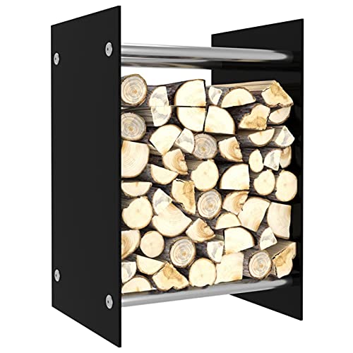 MOONAIRY Brennholzregal, Kaminholzregal, Brennholz Regal Außen, Holzregal, Kaminholz Ablage Innen, Outdoor Firewood Racks, Schwarz 40 x 35 x 60 cm Glas von MOONAIRY