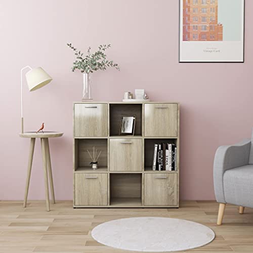 MOONAIRY Bücherregal, Bookshelf, Regalbrett, Book Shelf, Bücher Regal, Deko Regal Wohnzimmer, Standregal, Sonoma-Eiche 90 x 30 x 90 cm Spanplatte von MOONAIRY