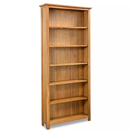 MOONAIRY Bücherregal 6 Fächer, Bookshelf, Regalbrett, Book Shelf, Bücher Regal, Deko Regal Wohnzimmer, Standregal, 80x22,5x180 cm Massivholz Eiche von MOONAIRY